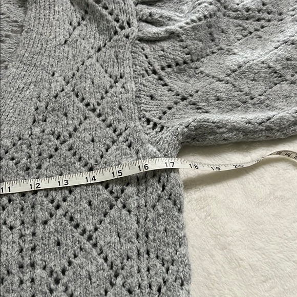 Anthropologie Gray Off-the-Shoulder Sweater with Intricate Knit Design - Picture 14 of 15